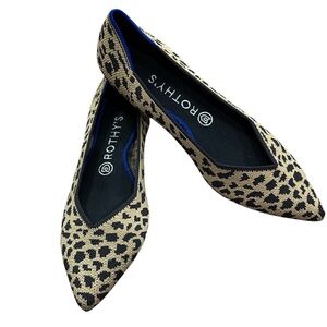 ROTHY'S The Point Leopard Animal Print Slip On Pointed Toe Flats Size W8.5